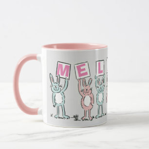 Taza 7 Letra con conejos de café Mug