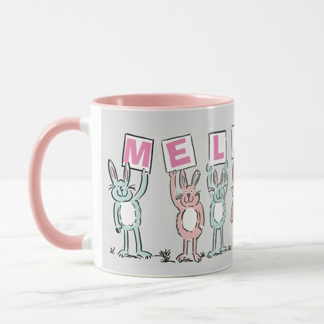 Taza 7 Letra con conejos de café Mug (Izquierda)