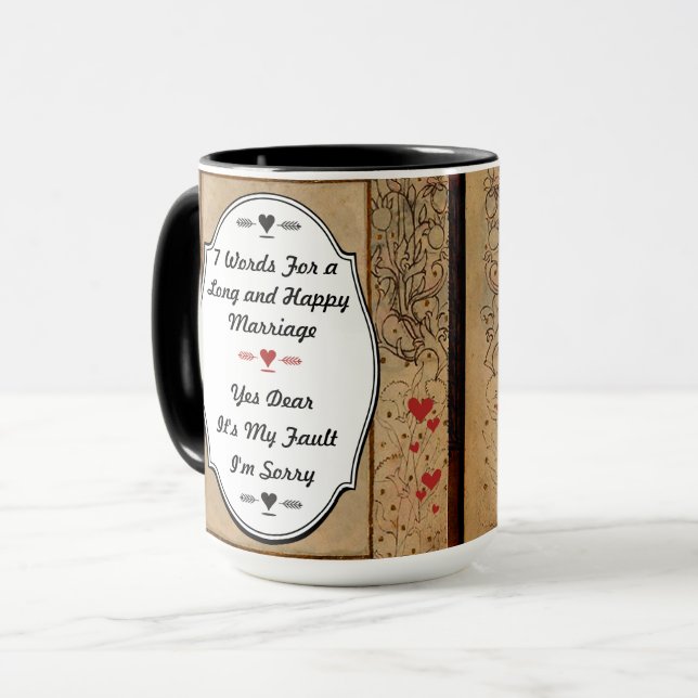 Taza 7 palabras para un matrimonio largo y feliz (Anverso izquierdo)