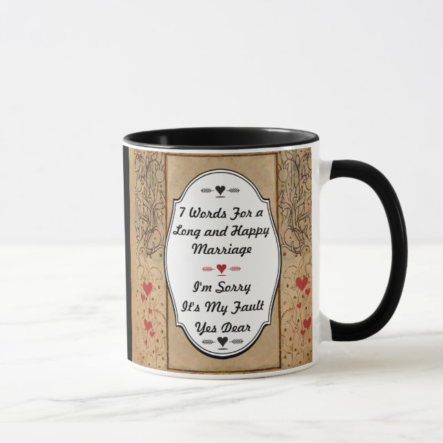 Taza 7 palabras para un matrimonio largo y feliz (Derecha)