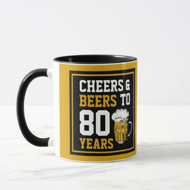 Taza 80 años de júbilo y cerveza a 80 años (Izquierda)