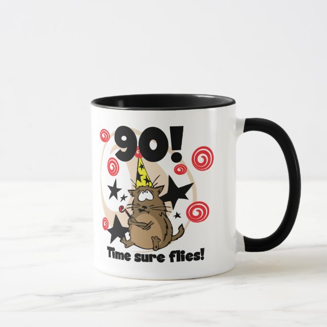 Taza 90.o El tiempo vuela cumpleaños (Derecha)
