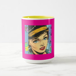 Taza 90s Retro Pop Art Portrait with Vintage Nostalgia 