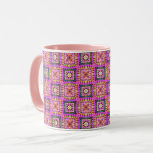 Taza A cuadros rosado