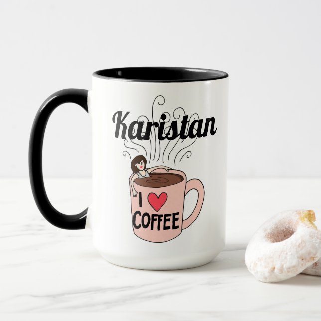 Taza A Karistan le encanta el café Mug (Con donut)