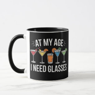 Taza A Mi Edad Necesito Gafas Divertido Vino Alcool