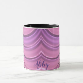 Taza ABBY ~ GLOSSY 3D Zany Pink Mauve Fractal ~ Mug