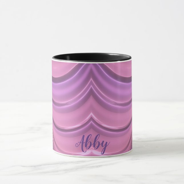 Taza ABBY ~ GLOSSY 3D Zany Pink Mauve Fractal ~ Mug (Centro)