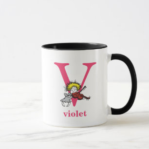 Taza ABC del Dr. Seuss: Carta V - Rosa   Añadir su nomb