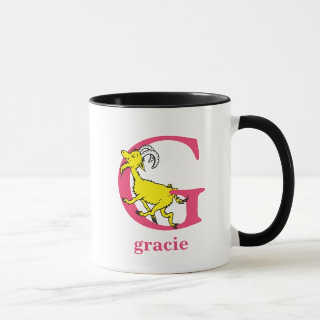 Taza ABC del Dr. Seuss: Letra G - Rosa | Añadir su nomb (Derecha)