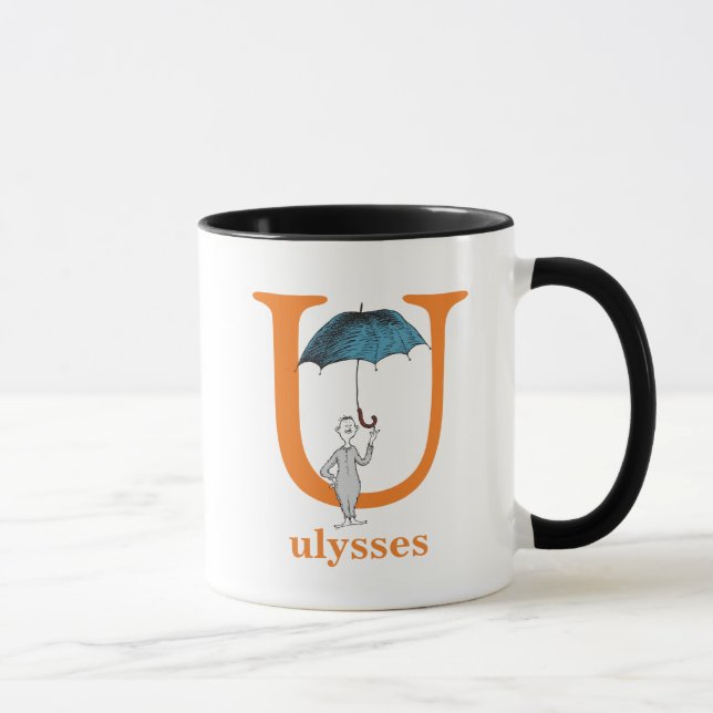 Taza ABC del Dr. Seuss: Letra U - Naranja| Agregar su n (Derecha)