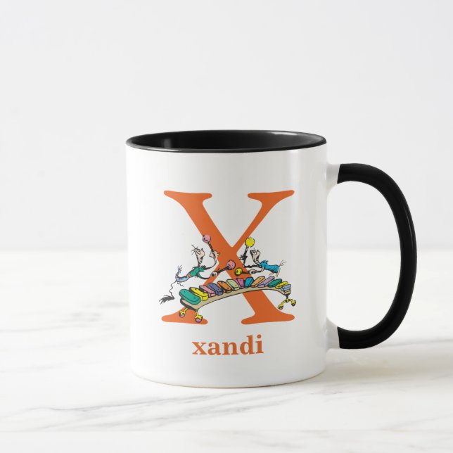 Taza ABC del Dr. Seuss: Letra X - Naranja| Agregar su n (Derecha)