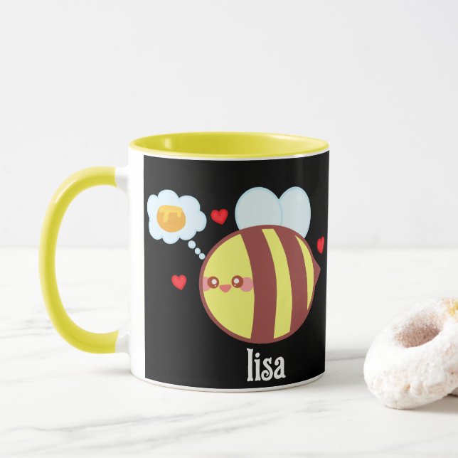 Taza Abeja de la miel amarilla (Con donut)