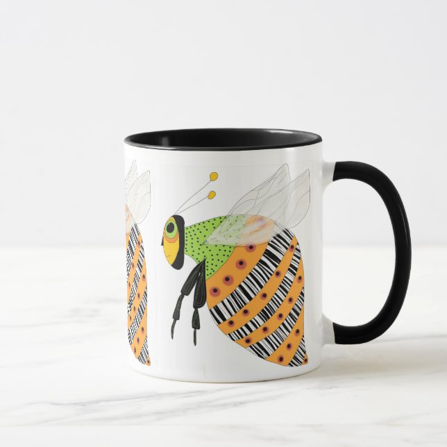 Taza Abeja del código de barras de tres abejas (Derecha)