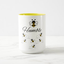 TAZA ABEJA HUMILDE DOS TONOS AMARILLO BLANCO MOTIVACION