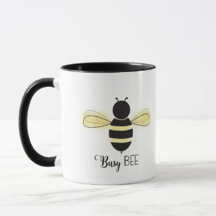 Taza Abeja Ocupada Ilustración Caprichosa Oficina Escri