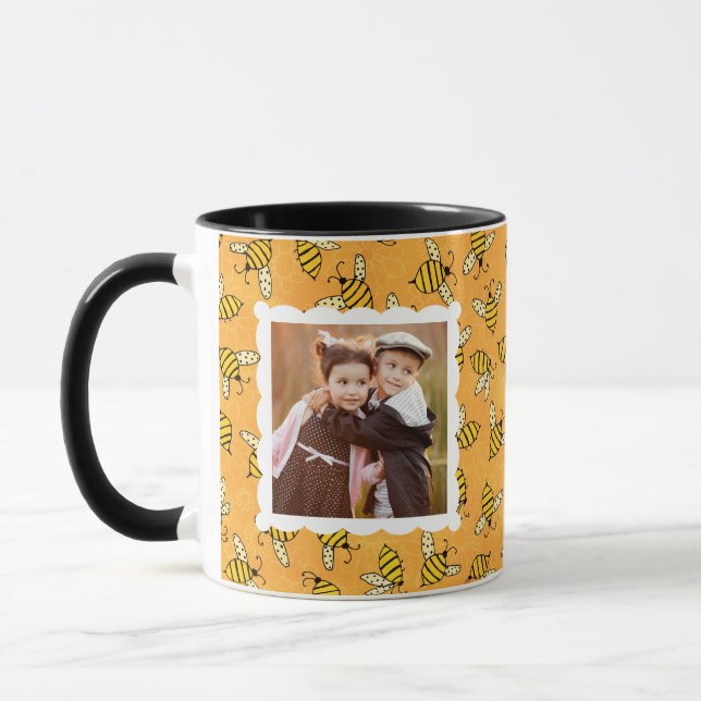 Taza Abejas amarillas con cita de foto mamá (Izquierda)