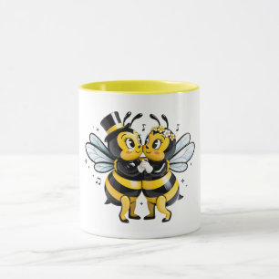 Taza Abejas bailando románticamente