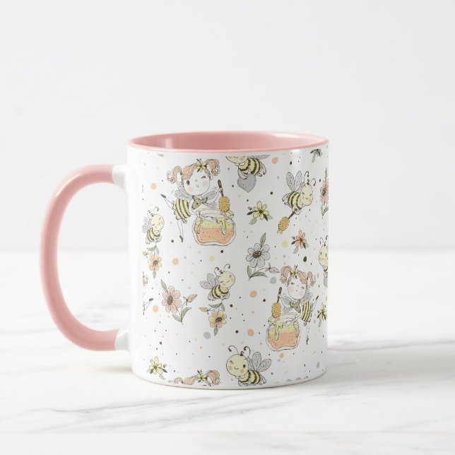 Taza Abejas, Hadas Y Abejas Infantiles En Patrón Sin Ma (Izquierda)