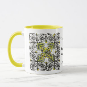Taza Abejas y flores garabato abstracto dibujado a mano