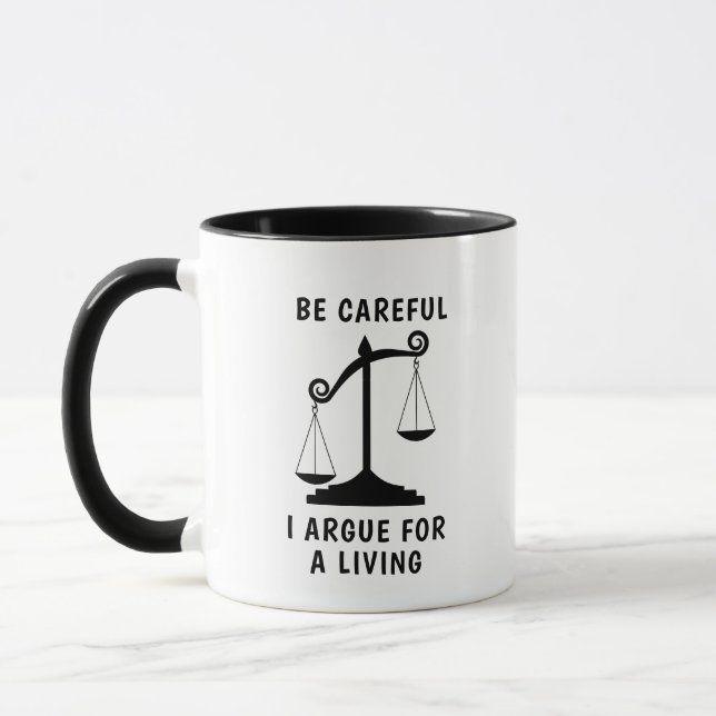 Taza Abogado personalizado Mug - Tenga cuidado, discuto (Izquierda)