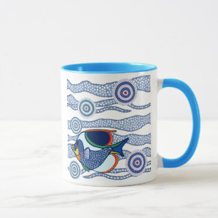 Taza aborigen de los pescados