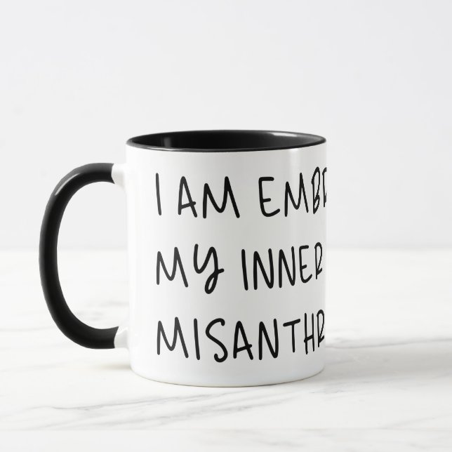 Taza Abrazando mi misántropo interior, odio a la gente (Izquierda)