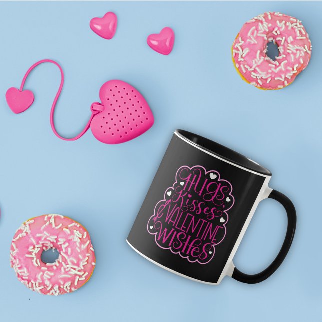 Taza Abrazos, besos y deseos de San Valentín, corazones (Subido por el creador)