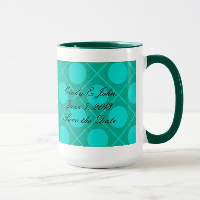 Taza Abrazos cardíacos y besos personalizar verde de fo (Derecha)