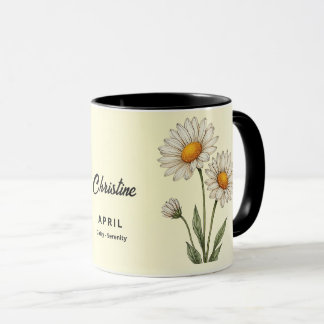 Taza Abril Mes de Nacimiento Personalizado de Flor Café