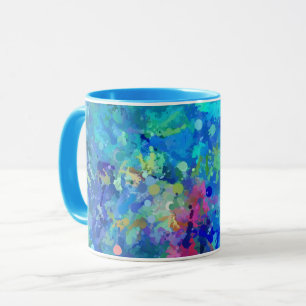 Taza Abstracción acuarela azul turquesa púrpura