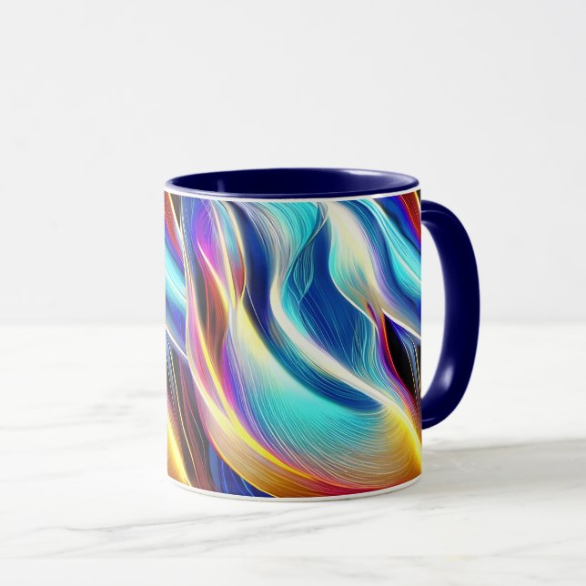 Taza Abstracción de la onda blanca rosa Verde azulada a (Anverso derecho)