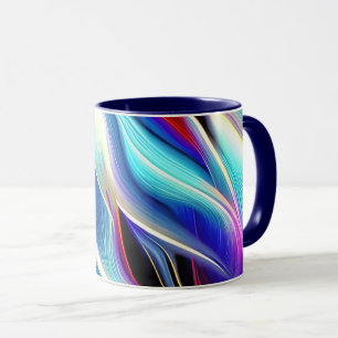 Taza Abstracción de la onda blanca rosa Verde azulada a