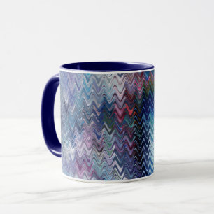 Taza Abstracción de mármol azul violeta teal blanco
