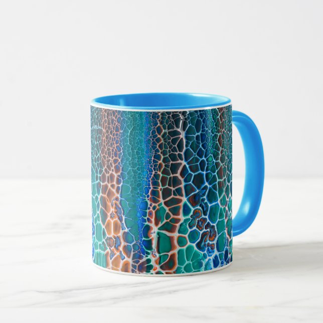 Taza Abstracción de vidrio manchado azul naranja Verde  (Anverso derecho)
