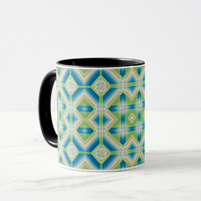Taza Abstracción formas geométricas elema blanco verde  (Anverso izquierdo)