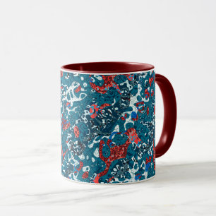 Taza Abstracción gráfica Verde azulada en blanco negro