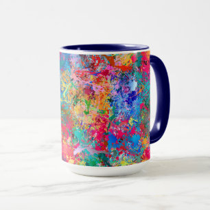 Taza Abstracción Verde azulada rosa rosa verde amarillo