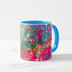 Taza Abstracción Verde azulada rosa rosa verde amarillo