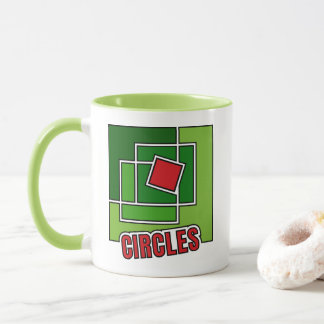 Taza Abstracción verde con cuadrado rojo retorcido