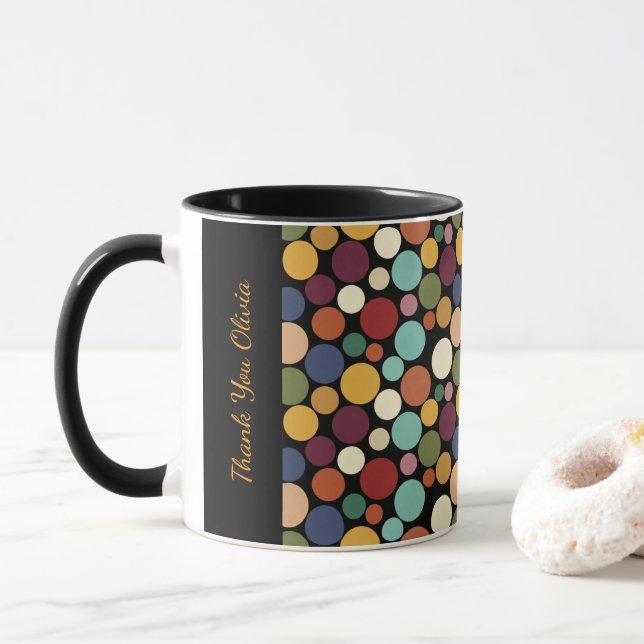 Taza Abstract Circle Custom Message Gift Coffee Mug (Con donut)