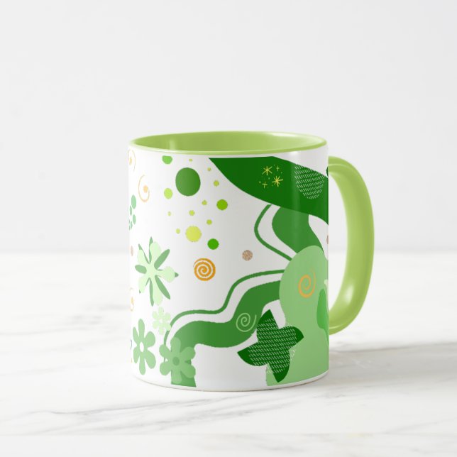 Taza Abstract Green Shapes & Contemporary Style (Anverso derecho)