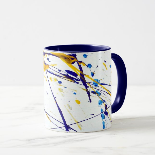 Taza Abstract Paint Splatt in Blue and Gold (Anverso derecho)
