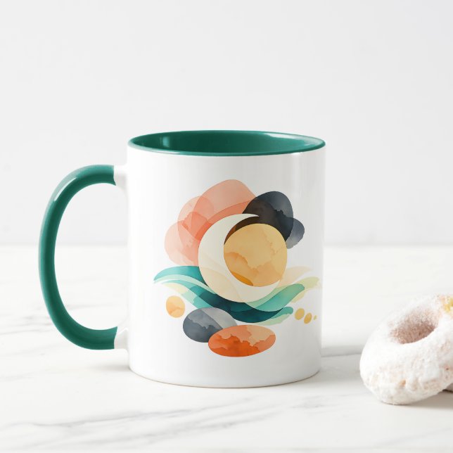 Taza Abstract Rainbow Pot of Gold St. Patrick's Day Mug (Con donut)