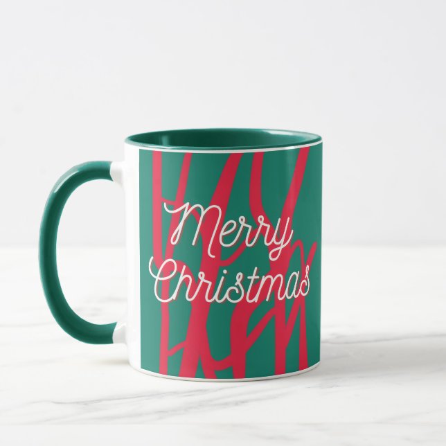 Taza Abstract Red Green Personalized Merry Christmas (Izquierda)