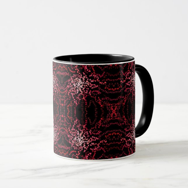 Taza Abstract Splatter Dots Of Pinks And Reds Pattern (Anverso derecho)