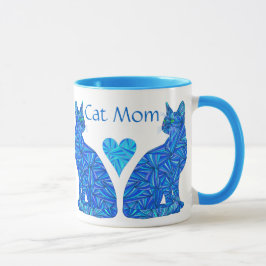 Taza abstracta de los gatos de la mamá de encargo