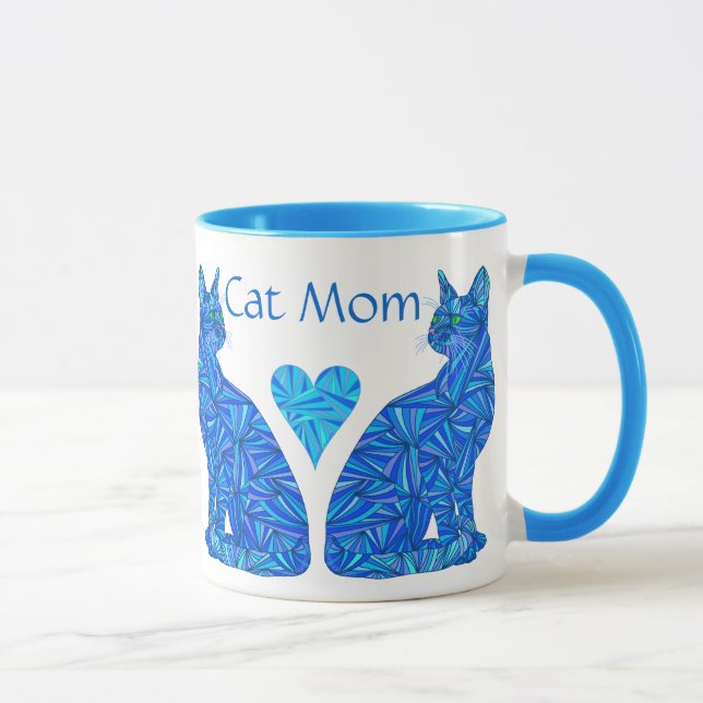 Taza abstracta de los gatos de la mamá de encargo (Derecha)