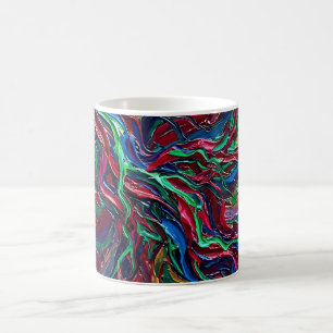 Taza abstracta de rayo con tonos de joya para café