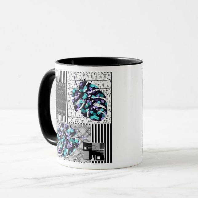 Taza Abstracta patchwork acolchado edredón retro v (Anverso izquierdo)